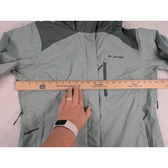 Columbia Arcadia II Rain Jacket Womens Large Green Two Tone Waterproof Packable - Picture 3 of 8